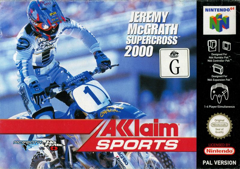 Front cover of Jeremy McGrath Supercross 2000 for Nintendo 64