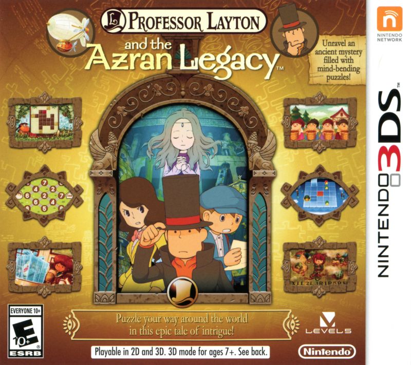 Front cover of Professor Layton and the Azran Legacy for 3DS