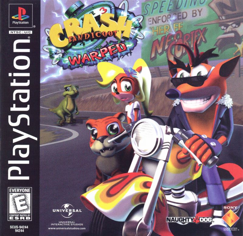 Front cover of Crash Bandicoot: Warped for PlayStation