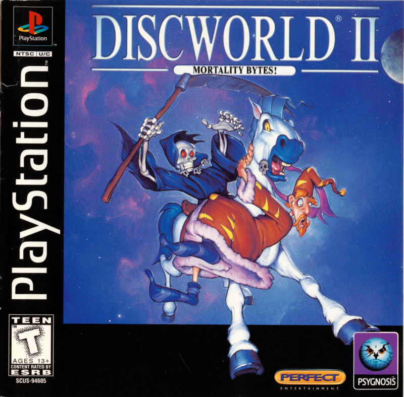 Front cover of Discworld II: Mortality Bytes! for PlayStation