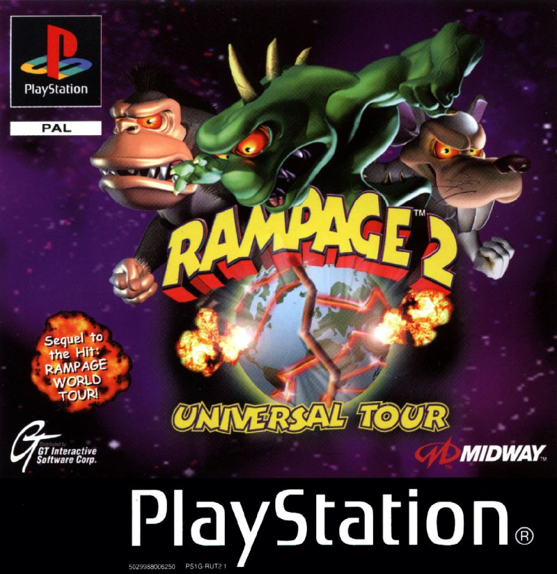 Front cover of Rampage 2: Universal Tour for PlayStation