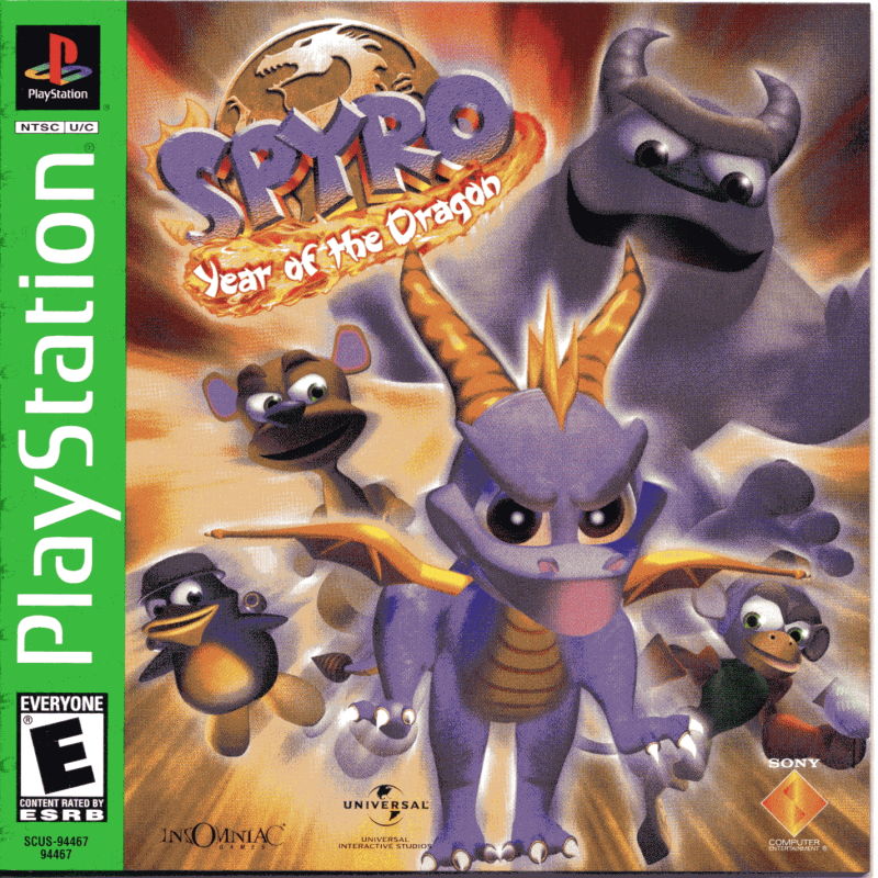 Front cover of Spyro: Year of the Dragon for PlayStation