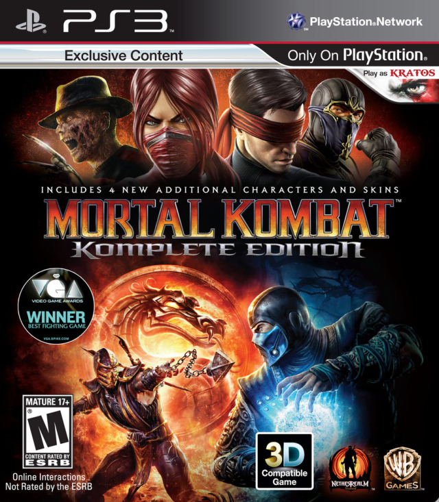 Front cover of Mortal Kombat: Komplete Edition for PlayStation 3